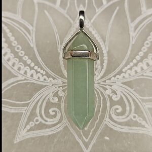 Green Aventurine Crystal Silver Pendent